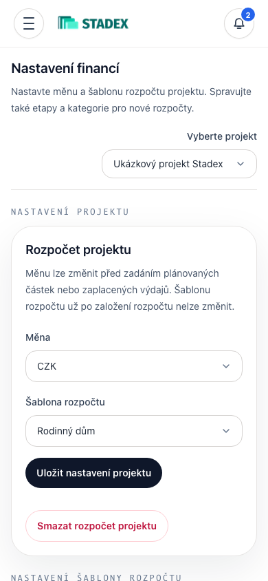 Nastavení financí na úzké obrazovce